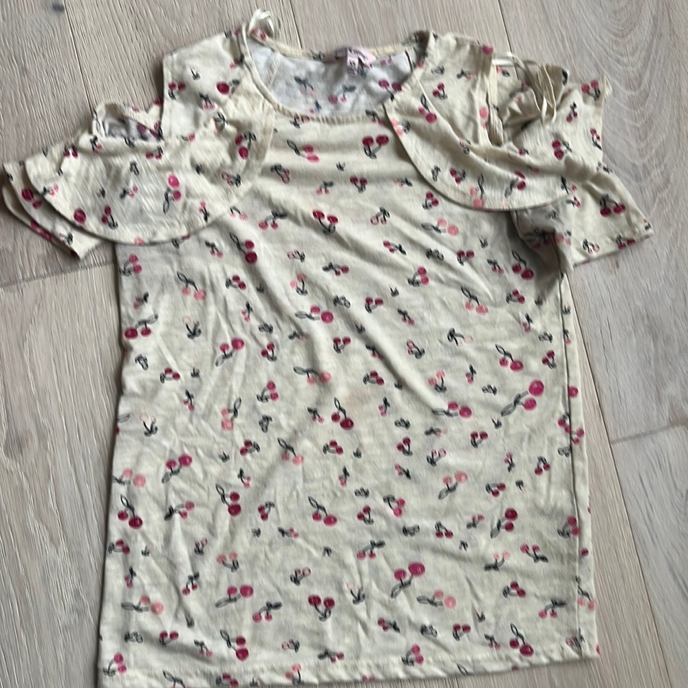 Juicy Couture Cold Shoulders Yellow Shirt with Cherries